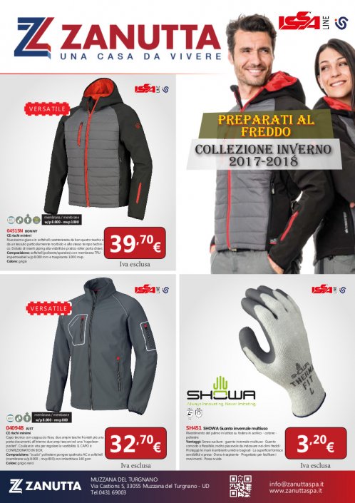 Zanutta Promo Abbigliamento Ferramenta. Preparati al freddo, collezione inverno 2017 – 2018. Fino al 31 gennaio 2017