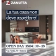 Flyer Open Day Zanutta Oderzo, 18 aprile 2026 con cucina moderna in esposizione.