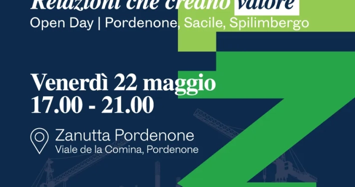 Volantino Open Day Zanutta Pordenone, venerdì 22 maggio 2026 con stand fornitori e buffet.