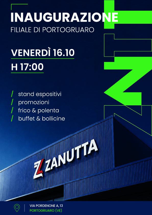 Locandina inaugurazione filiale Zanutta di Portogruaro – venerdì 16 ottobre 2026 dalle 17.00